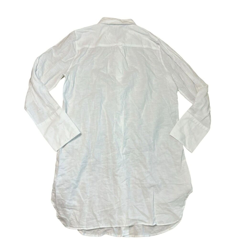 J Crew Cover Up Womens XL White Linen Cotton Button Front Beach Coastal - Picture 12 of 13